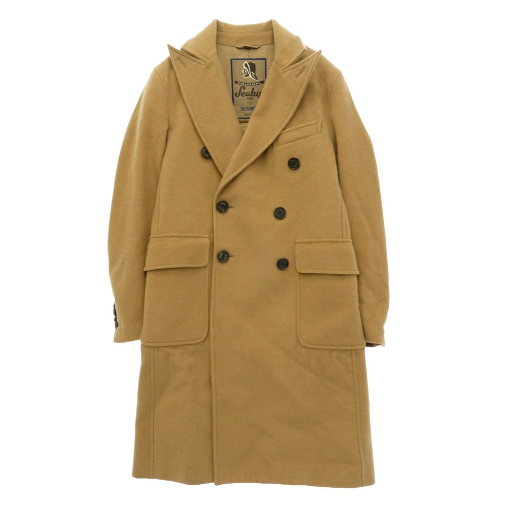 シーラップ BEAMS ビームス BEAMS F別注 ウール ダブル ロング チェスター コート ベージュ系 46【中古】