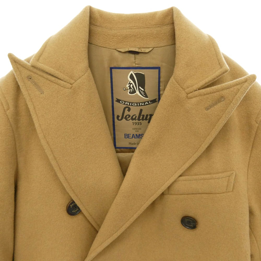 シーラップ BEAMS ビームス BEAMS F別注 ウール ダブル ロング チェスター コート ベージュ系 46【中古】