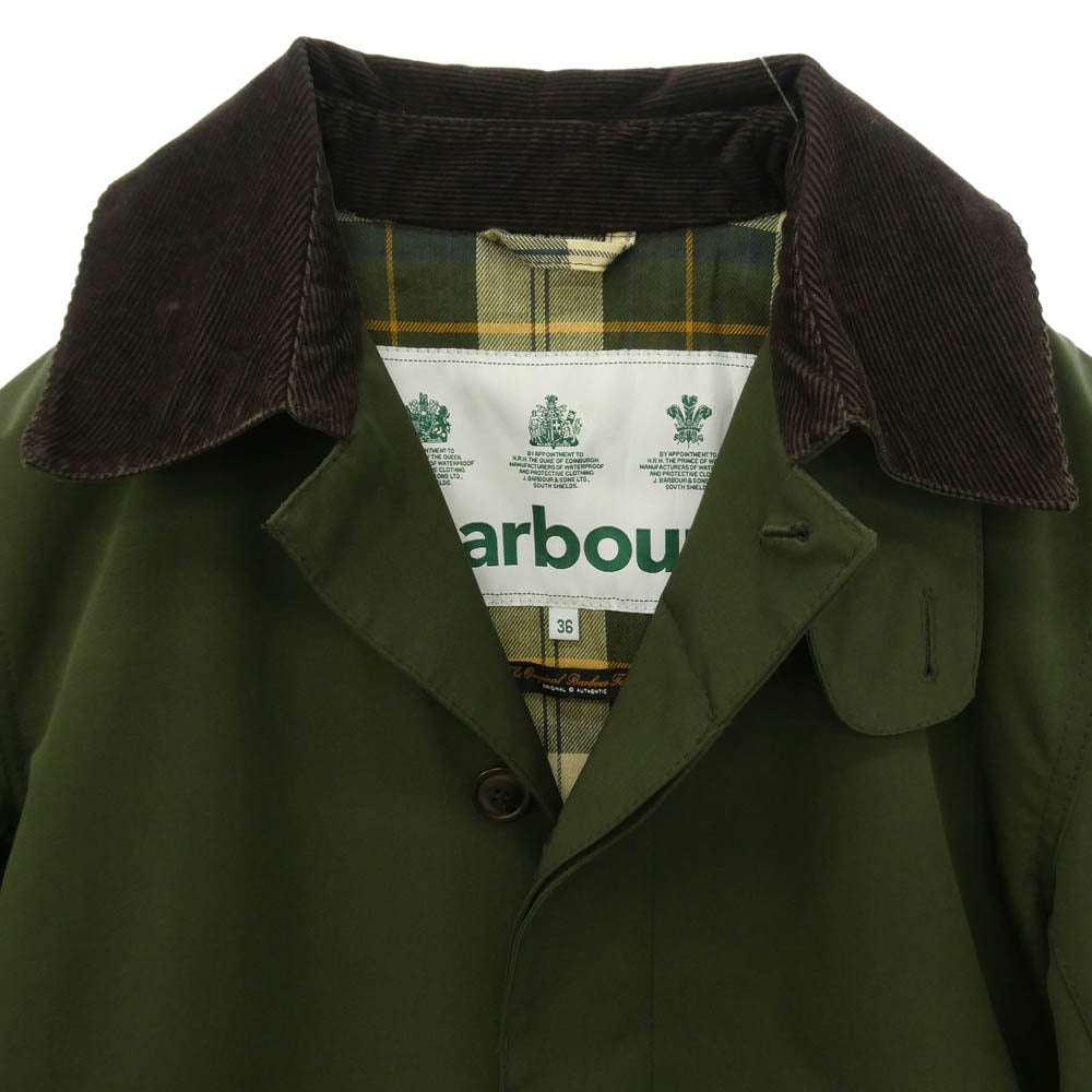 Barbour バブアー 1902195 SINGLE BREASTED COAT シングル ブレステッド ロング コート モスグリーン系 36【中古】
