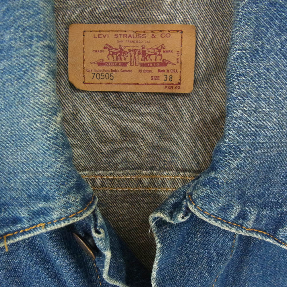 Levi's リーバイス 70505 90s USA製 4th デニム ジャケット 不均等V スモールe ボタン裏刻印715 インディゴブルー系 38【中古】