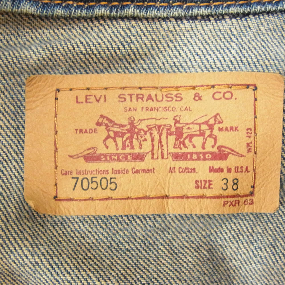 Levi's リーバイス 70505 90s USA製 4th デニム ジャケット 不均等V スモールe ボタン裏刻印715 インディゴブルー系 38【中古】