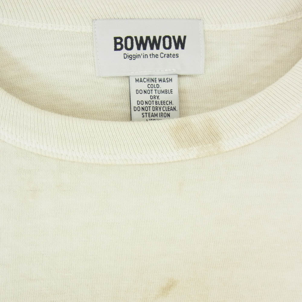 BOWWOW バウワウ USED加工 汚し加工 Tシャツ 半袖 ショートスリーブ カットソー ベージュ系 サイズ表記無【中古】