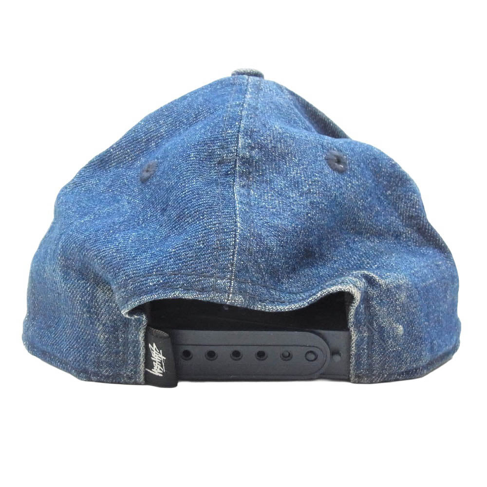 STUSSY ステューシー ロゴ刺繍 デニム キャップ 帽子 インディゴブルー系 8.5D【中古】