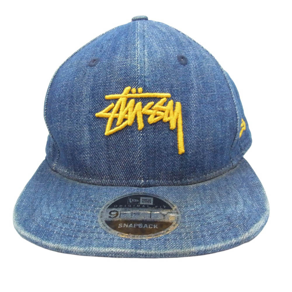 STUSSY ステューシー ロゴ刺繍 デニム キャップ 帽子 インディゴブルー系 8.5D【中古】