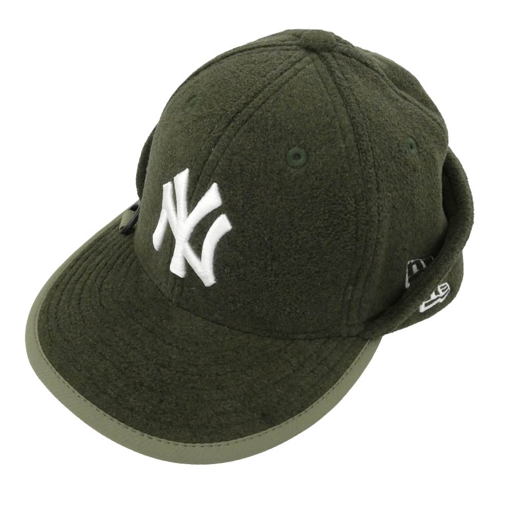 NEW ERA ニューエラ 59FIFTY Flip Down フリップダウン ニューヨーク・ヤンキース ロゴ刺繍 イヤーフラップ キャップ 帽子 カーキ系 60.6ｃｍ【中古】