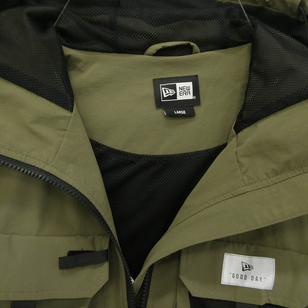 NEW ERA ニューエラ OD FIELD TJK YOSHIDA BROS 吉田兄弟 ナイロン フィールド トラック フーデッド ジャケット カーキ系 L【中古】