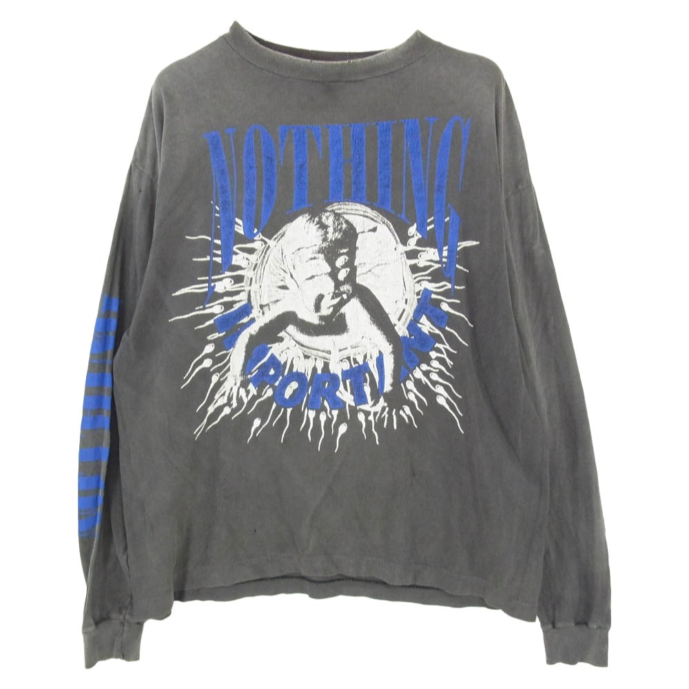 SAINT MICHAEL セントマイケル SM-YS1-0000-C35 × 河村康輔 kosuke kawamura KK LS TEE NOTHING Tee プリント Tシャツ 長袖 グレー系 L【中古】