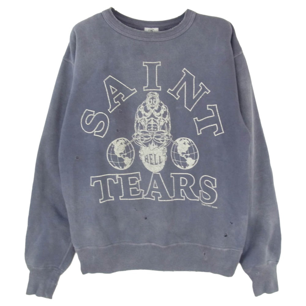 SAINT MICHAEL セントマイケル 21SS SM-S21-0000-048 SM × DENIM TEARS デニムティアーズ CREW SWEATSHIRT プリント スウェット トレーナー グレー系 S【中古】