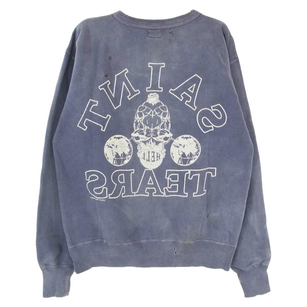 SAINT MICHAEL セントマイケル 21SS SM-S21-0000-048 SM × DENIM TEARS デニムティアーズ CREW SWEATSHIRT プリント スウェット トレーナー グレー系 S【中古】