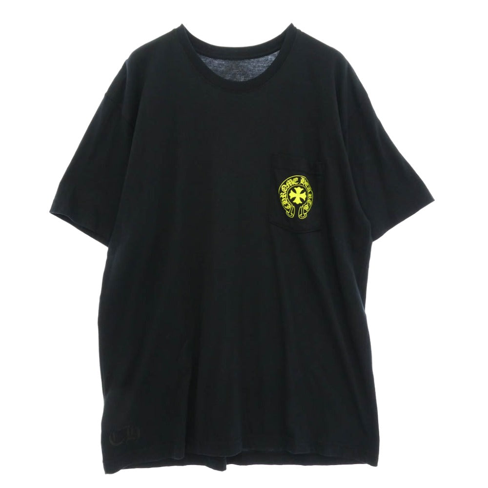 CHROME HEARTS クロムハーツ（原本無） Hollywood Vertical Logo Tee Neon ハリウッド バーティカル ネオンロゴ プリント 半袖 カットソー Tシャツ ブラック系 XL【中古】