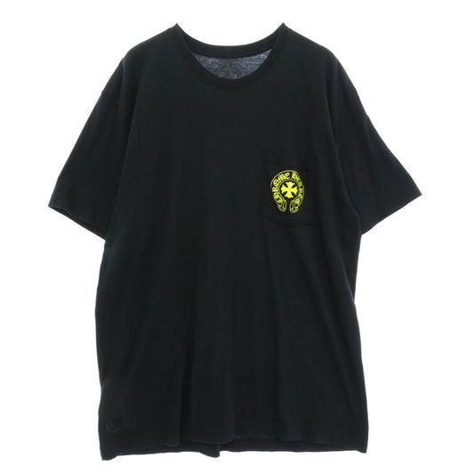 CHROME HEARTS クロムハーツ（原本無） Hollywood Vertical Logo Tee Neon ハリウッド バーティカル ネオンロゴ プリント 半袖 カットソー Tシャツ ブラック系 XL【中古】