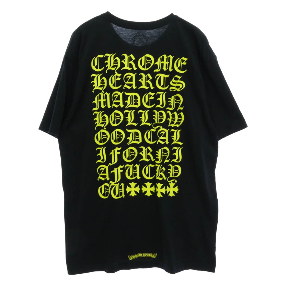 CHROME HEARTS クロムハーツ（原本無） Hollywood Vertical Logo Tee Neon ハリウッド バーティカル ネオンロゴ プリント 半袖 カットソー Tシャツ ブラック系 XL【中古】