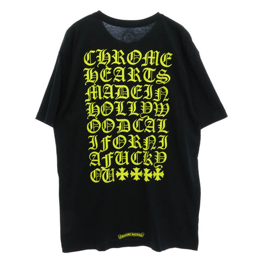 CHROME HEARTS クロムハーツ（原本無） Hollywood Vertical Logo Tee Neon ハリウッド バーティカル ネオンロゴ プリント 半袖 カットソー Tシャツ ブラック系 XL【中古】