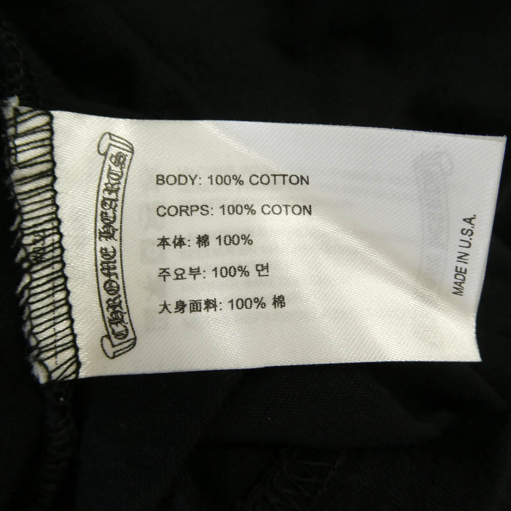 CHROME HEARTS クロムハーツ（原本無） PINK HORSESHOE S/S TEE ピンクホースシュープリント ポケット付き 半袖 Tシャツ クルーネック カットソー ブラック系 XL【中古】