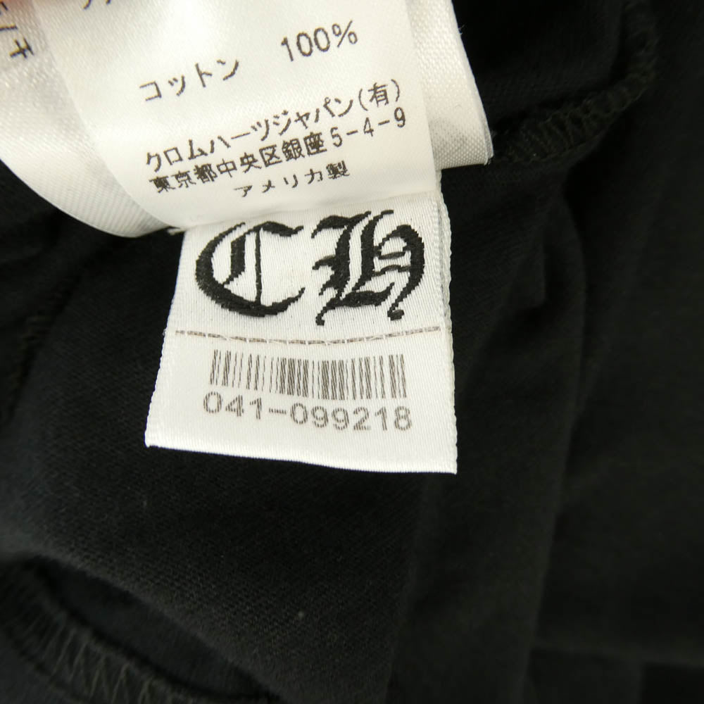 CHROME HEARTS クロムハーツ（原本無） PINK HORSESHOE S/S TEE ピンクホースシュープリント ポケット付き 半袖 Tシャツ クルーネック カットソー ブラック系 XL【中古】