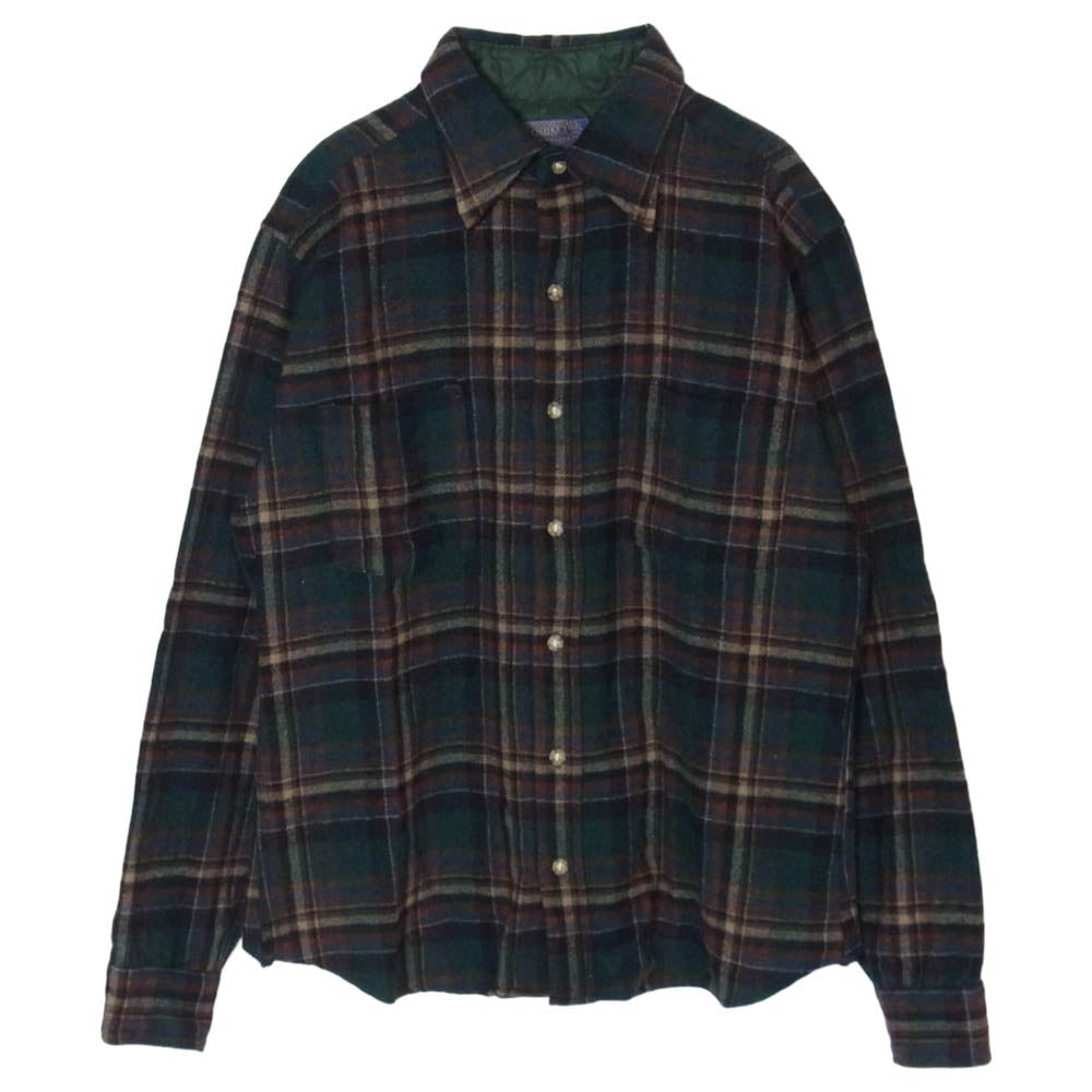 PENDLETON ペンドルトン 70s USA製 ウール チェック シャツ グリーン系 M【中古】