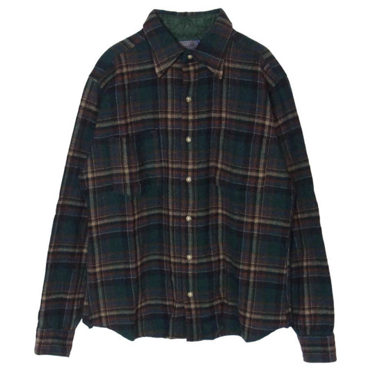PENDLETON ペンドルトン 70s USA製 ウール チェック シャツ グリーン系 M【中古】