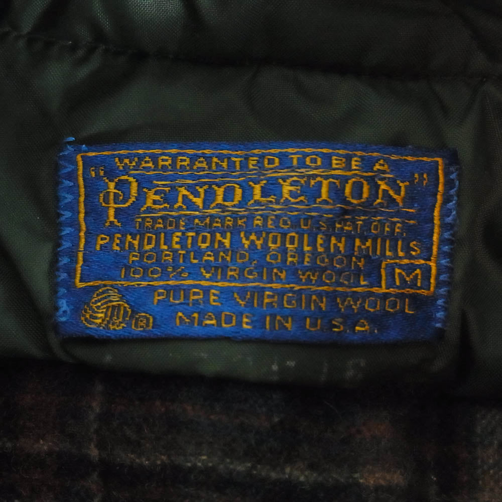 PENDLETON ペンドルトン 70s USA製 ウール チェック シャツ グリーン系 M【中古】