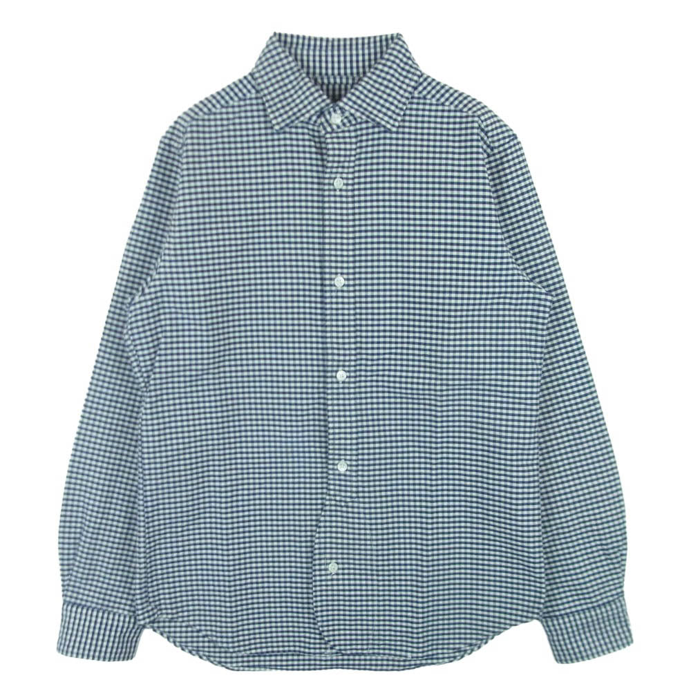 Nigel Cabourn ナイジェルケーボン 80330010003 BRITISH OFFICERS SH ギンガムチェック ブリティッシュ オフィサーズ 長袖 シャツ ネイビー系 ホワイト系 46【中古】