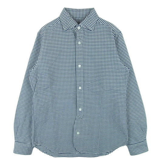 Nigel Cabourn ナイジェルケーボン 80330010003 BRITISH OFFICERS SH ギンガムチェック ブリティッシュ オフィサーズ 長袖 シャツ ネイビー系 ホワイト系 46【中古】