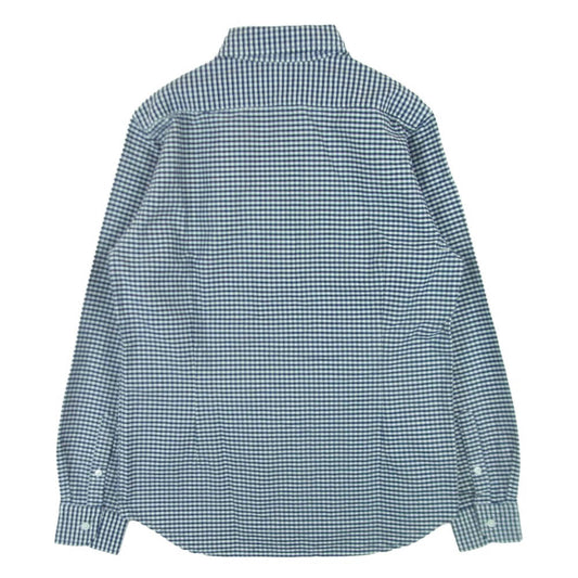 Nigel Cabourn ナイジェルケーボン 80330010003 BRITISH OFFICERS SH ギンガムチェック ブリティッシュ オフィサーズ 長袖 シャツ ネイビー系 ホワイト系 46【中古】