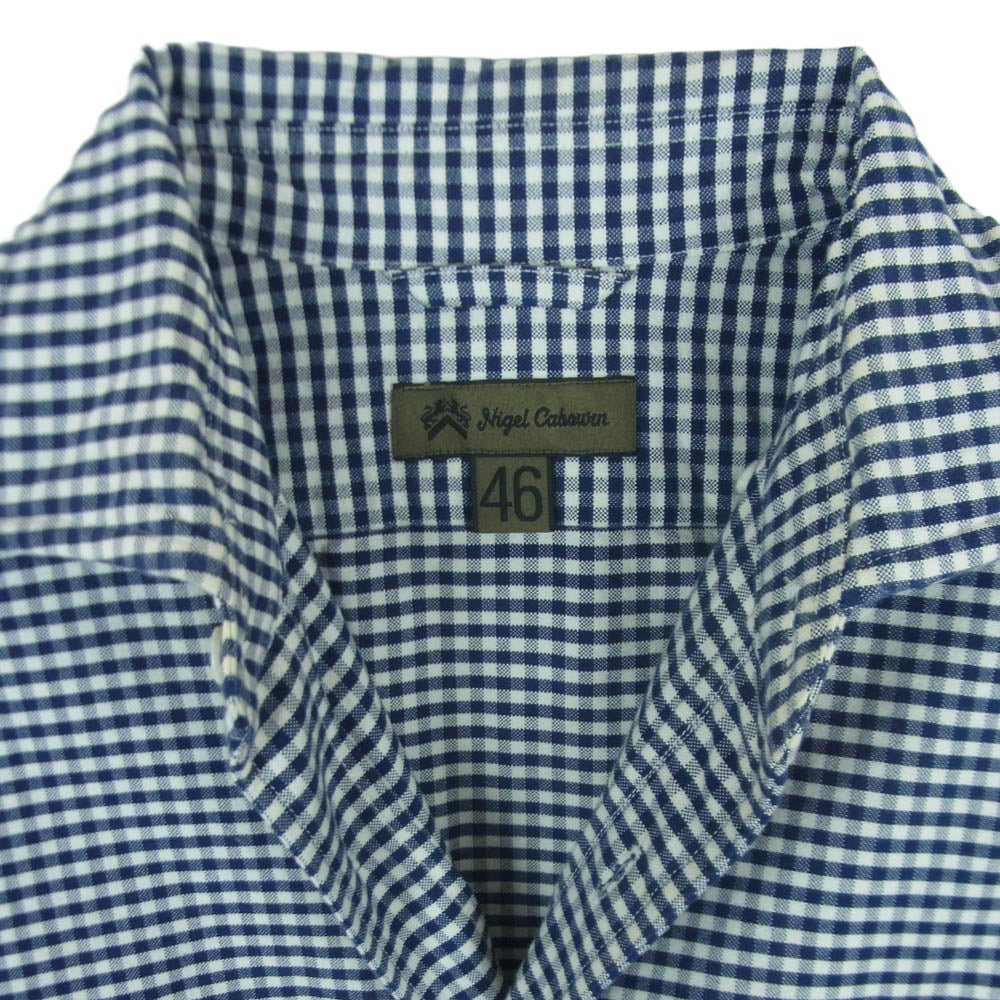 Nigel Cabourn ナイジェルケーボン 80330010003 BRITISH OFFICERS SH ギンガムチェック ブリティッシュ オフィサーズ 長袖 シャツ ネイビー系 ホワイト系 46【中古】