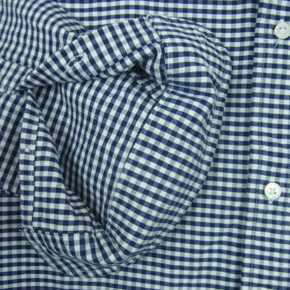 Nigel Cabourn ナイジェルケーボン 80330010003 BRITISH OFFICERS SH ギンガムチェック ブリティッシュ オフィサーズ 長袖 シャツ ネイビー系 ホワイト系 46【中古】