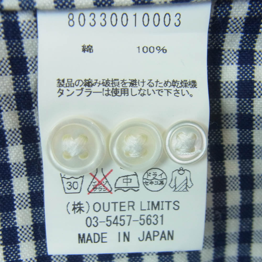 Nigel Cabourn ナイジェルケーボン 80330010003 BRITISH OFFICERS SH ギンガムチェック ブリティッシュ オフィサーズ 長袖 シャツ ネイビー系 ホワイト系 46【中古】