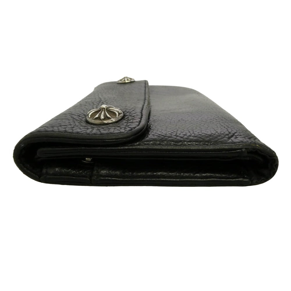 CHROME HEARTS クロムハーツ（原本無） WAVE クロスボールボタン ウェーブ レザー ロングウォレット ブラック系【中古】