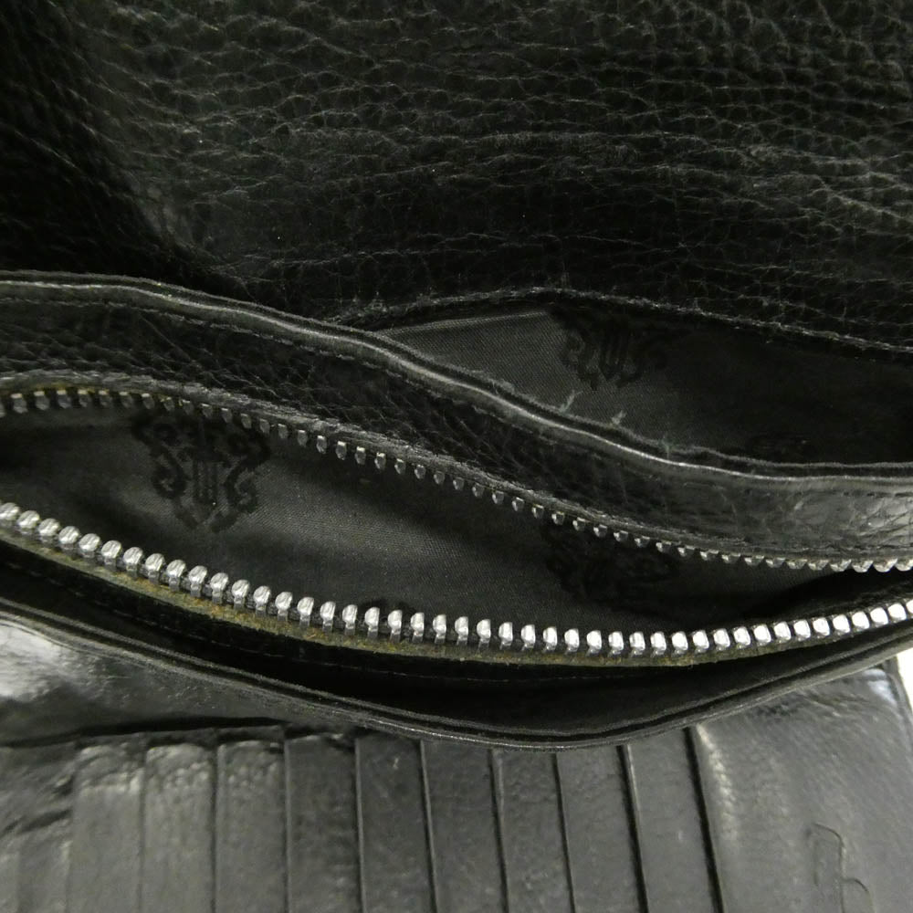 CHROME HEARTS クロムハーツ（原本無） WAVE クロスボールボタン ウェーブ レザー ロングウォレット ブラック系【中古】