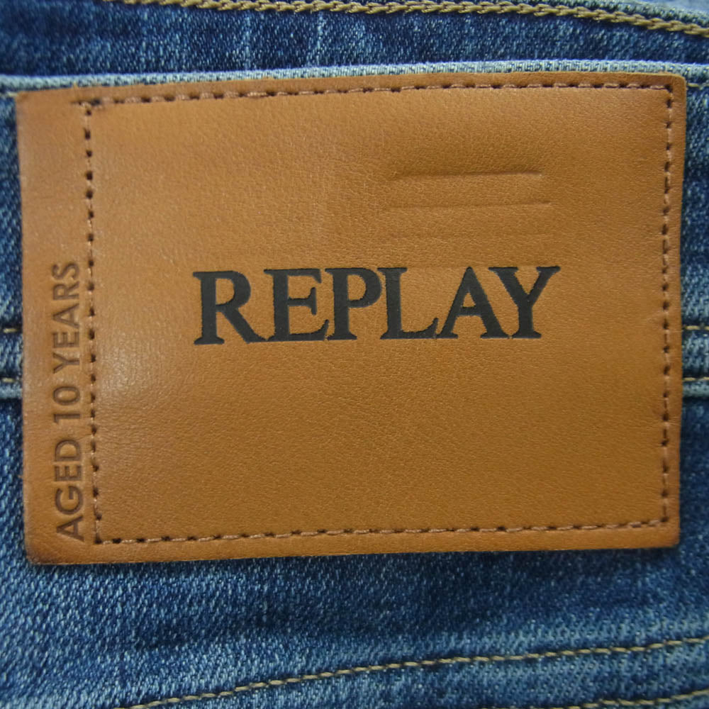 REPLAY リプレイ WILLBI ウィルビー スリムフィット ダメージ加工 ボタンフライ ジーンズ デニム パンツ インディゴブルー系 33【中古】