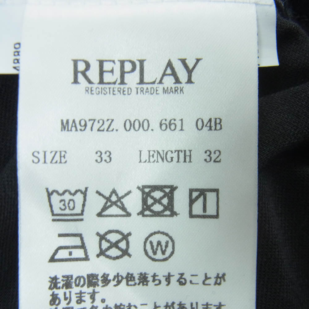REPLAY リプレイ GROVER グローバー Hyperflex ハイパーフレックス ストレートフィット ヴィンテージ加工 ジーンズ デニム パンツ グレー系 33【中古】