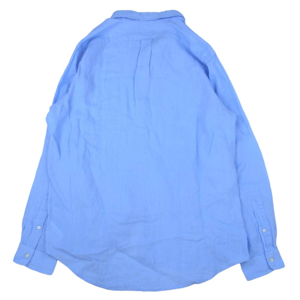 POLO RALPH LAUREN ポロ・ラルフローレン MNPOWOV16825017 CLASSIC FIT クラシック フィット リネン BD ボタンダウン 長袖 シャツ ブルー系 L【美品】【中古】