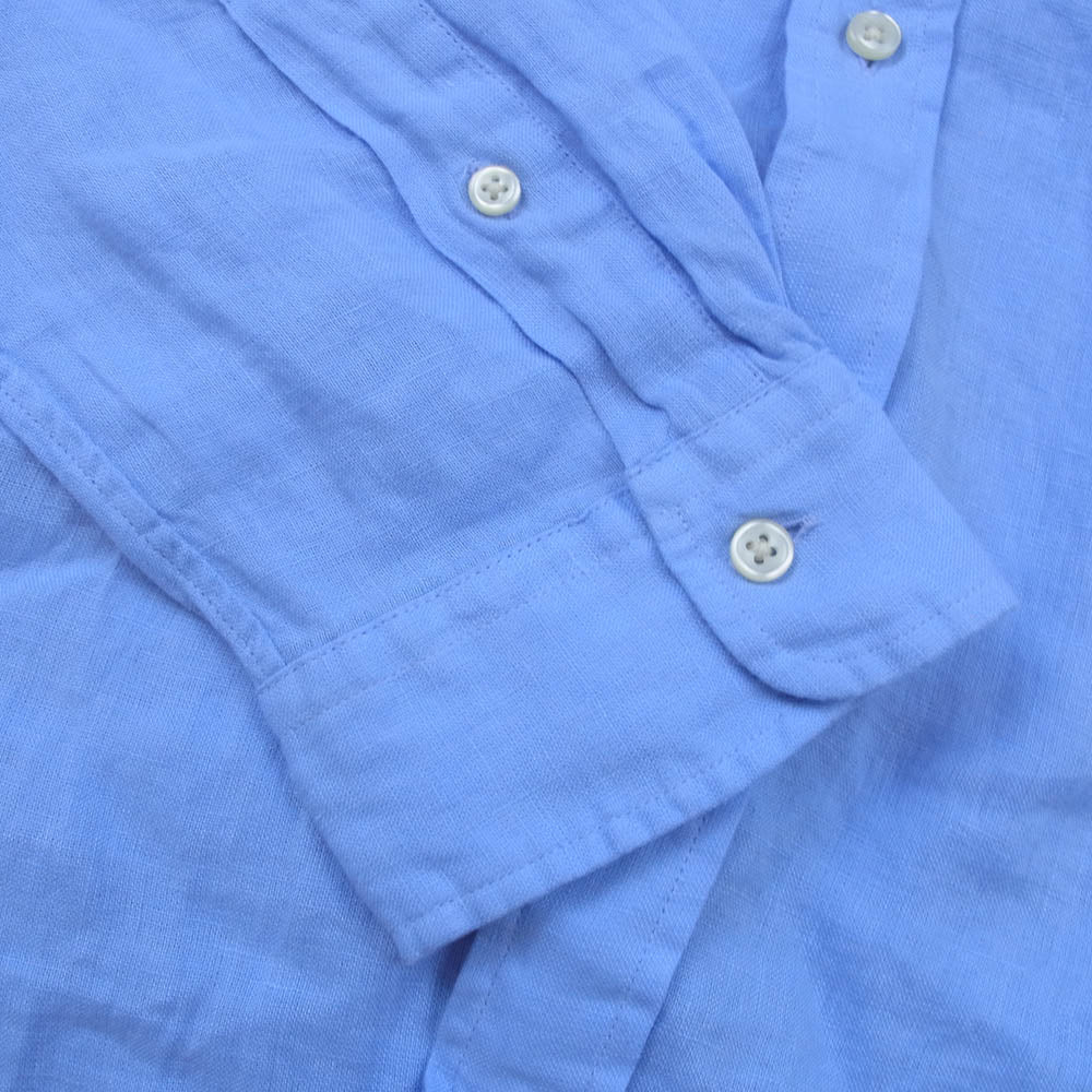 POLO RALPH LAUREN ポロ・ラルフローレン MNPOWOV16825017 CLASSIC FIT クラシック フィット リネン BD ボタンダウン 長袖 シャツ ブルー系 L【美品】【中古】