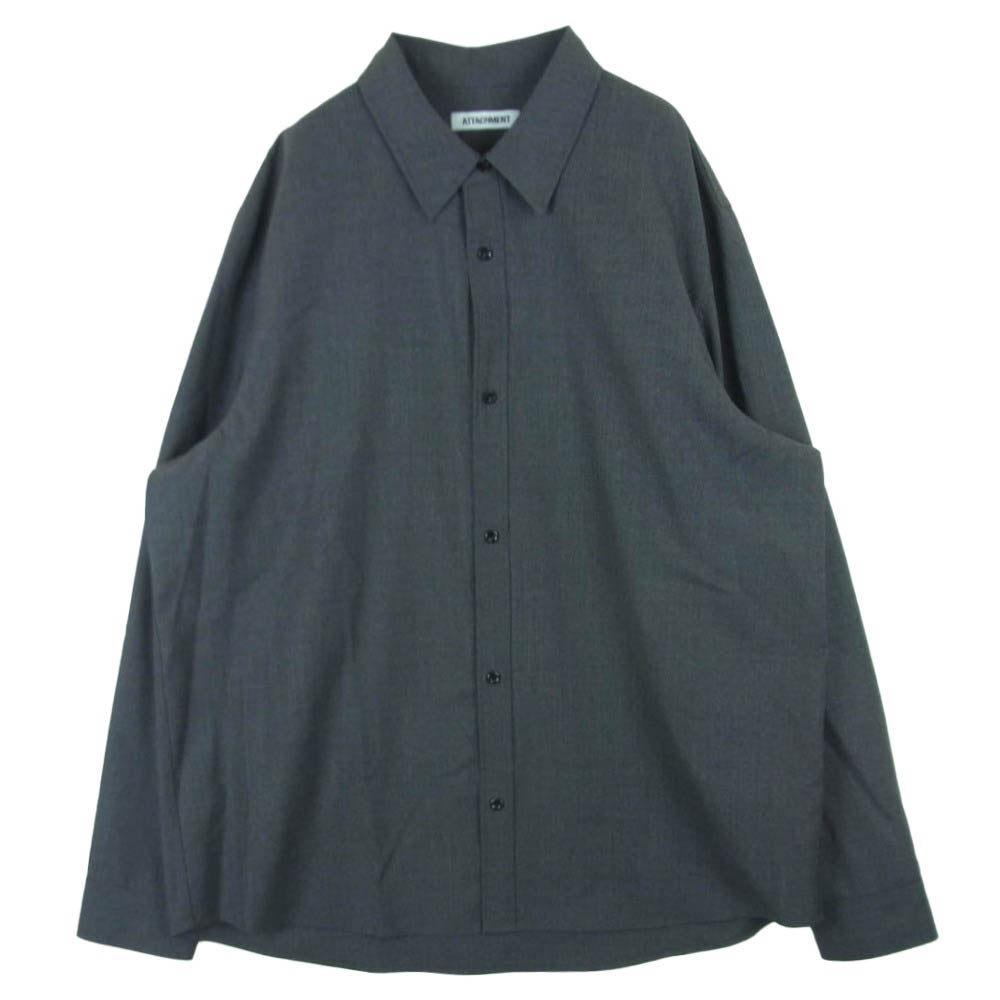 ATTACHMENT アタッチメント 26SS AS61-088 WO/TA STRETCH TRO L/S SHIRT ウール トリアセテート ストレッチトロ 長袖 シャツ グレー系 4【中古】