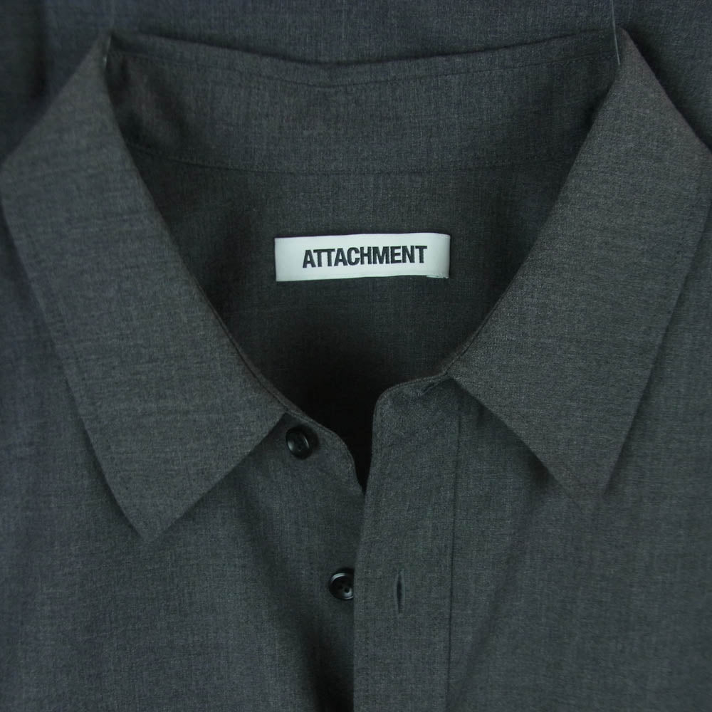ATTACHMENT アタッチメント 26SS AS61-088 WO/TA STRETCH TRO L/S SHIRT ウール トリアセテート ストレッチトロ 長袖 シャツ グレー系 4【中古】