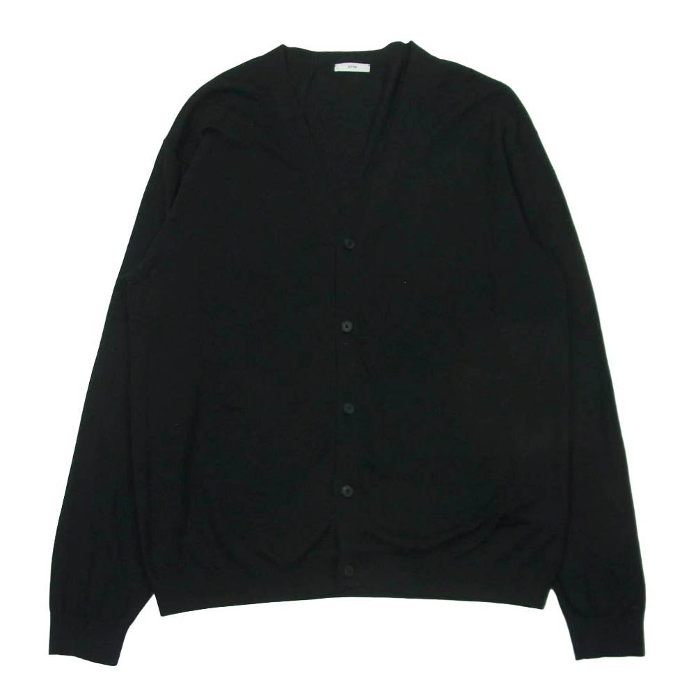 ATON エイトン KRAGGM0113 NUBUCK SILK COTTON V-NECK KNIT CARDIGAN ヌバック シルク コットン Vネック ニット カーディガン ブラック系 06【中古】