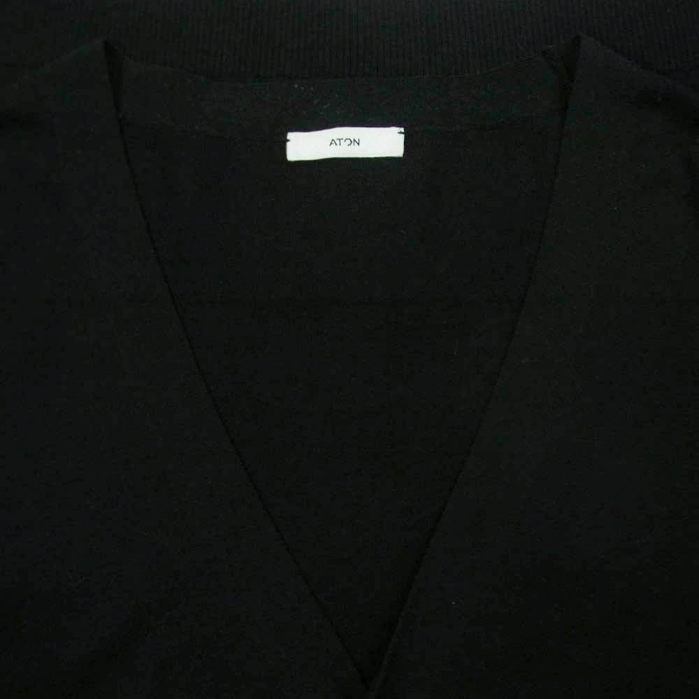 ATON エイトン KRAGGM0113 NUBUCK SILK COTTON V-NECK KNIT CARDIGAN ヌバック シルク コットン Vネック ニット カーディガン ブラック系 06【中古】