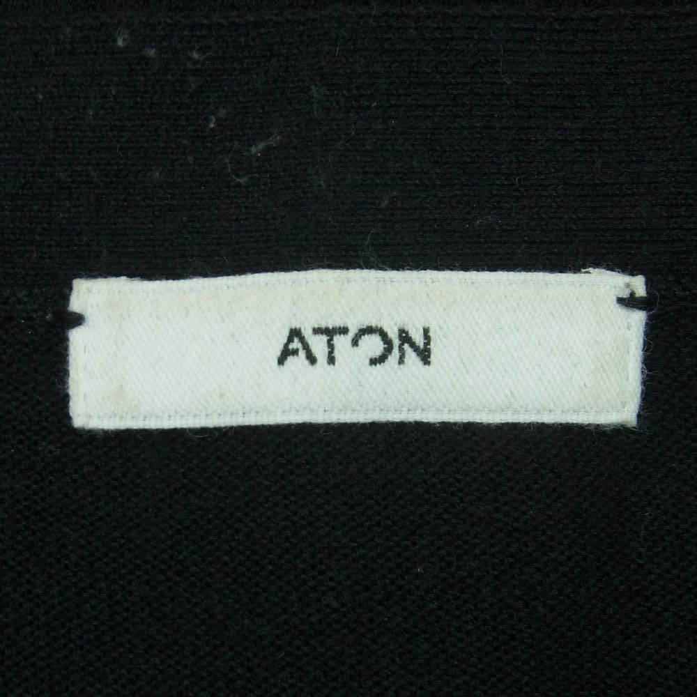 ATON エイトン KRAGGM0113 NUBUCK SILK COTTON V-NECK KNIT CARDIGAN ヌバック シルク コットン Vネック ニット カーディガン ブラック系 06【中古】