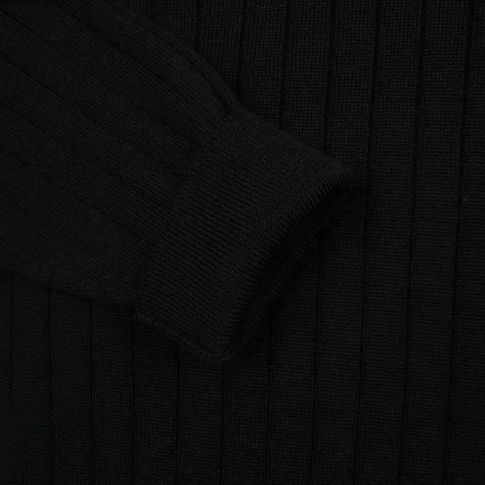 JOHN SMEDLEY ジョンスメドレー Ron Herman ロンハーマン 英国製 Henry Neck Knit ロンハーマン別注 ヘンリーネック 長袖 ニット セーター ブラック系 L【中古】