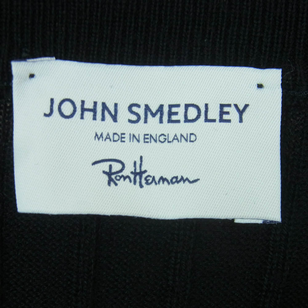 JOHN SMEDLEY ジョンスメドレー Ron Herman ロンハーマン 英国製 Henry Neck Knit ロンハーマン別注 ヘンリーネック 長袖 ニット セーター ブラック系 L【中古】