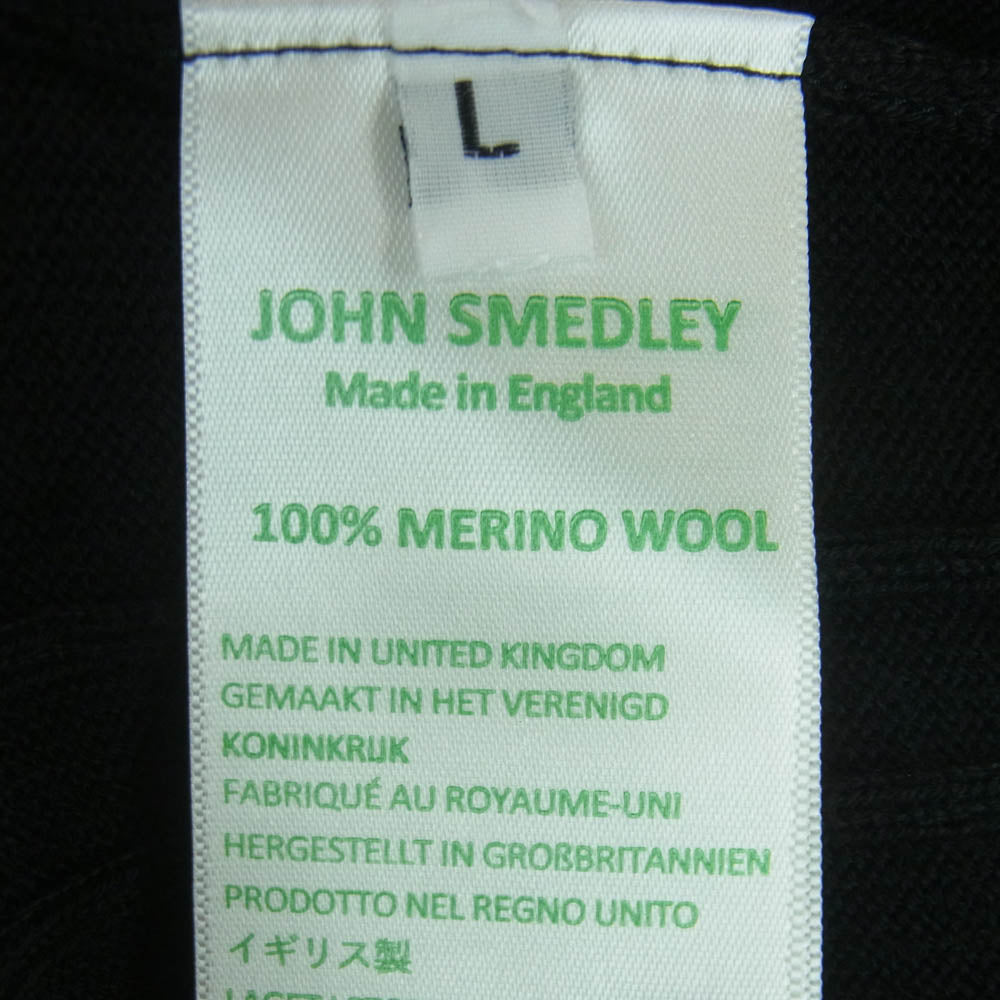 JOHN SMEDLEY ジョンスメドレー Ron Herman ロンハーマン 英国製 Henry Neck Knit ロンハーマン別注 ヘンリーネック 長袖 ニット セーター ブラック系 L【中古】