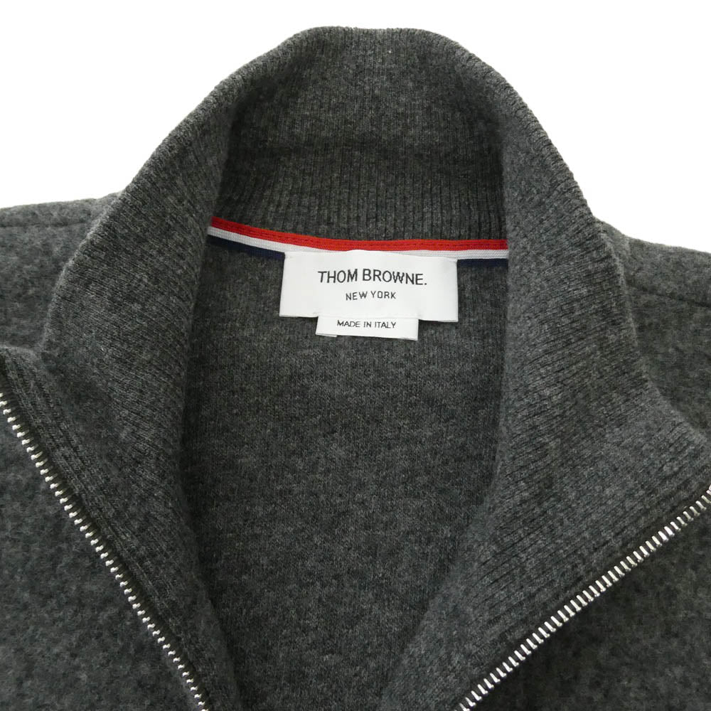 THOM BROWNE トムブラウン MJT526A-J0100-015 イタリア製 Giacca Zip In Lana ウール フリース ファネルネック ジップアップ ジャケット グレー系 3【美品】【中古】