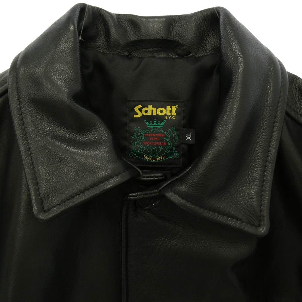 Supreme シュプリーム schott ショット 23AW x Schott ショット Leather Car Coat レザー カーコート ジャケット ブラック系 XL【中古】