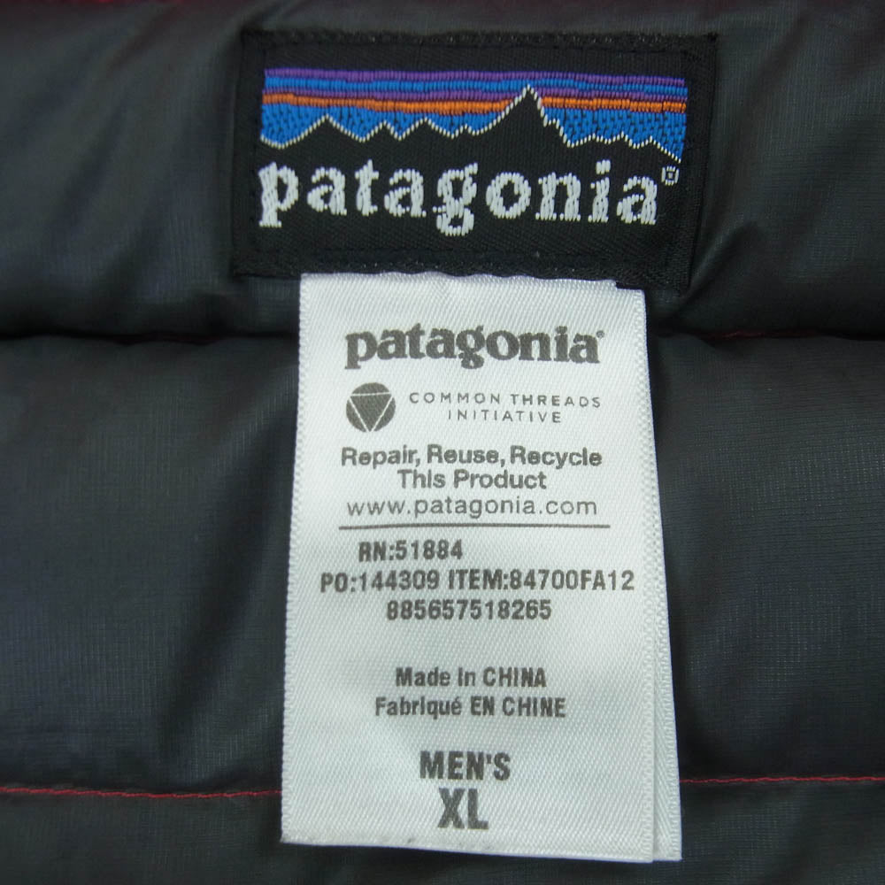 patagonia パタゴニア 12AW 84700FA12 Men's Down Sweater Hoody Jacket ダウン セーター ジップアップ フーディ ジャケット レッド系 XL【中古】