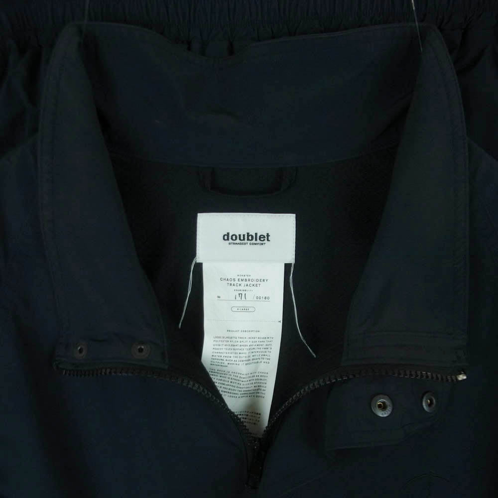 doublet ダブレット 23AW 23AW08BL171 EMBROIDERY TRACK JACKET エンブロイダリー バック刺繍 ナイロン トラック ジャケット ダークネイビー系 XL【中古】
