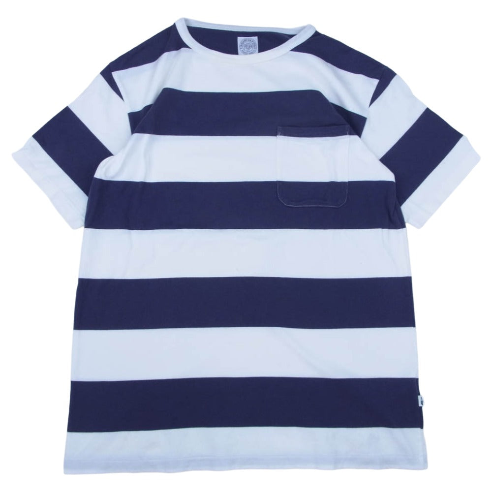 STANDARD CALIFORNIA スタンダードカリフォルニア ポケット付き クルーネック ボーダー 半袖 Tシャツ ホワイト系 ネイビー系 M【中古】
