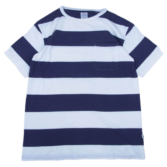 STANDARD CALIFORNIA スタンダードカリフォルニア ポケット付き クルーネック ボーダー 半袖 Tシャツ ホワイト系 ネイビー系 M【中古】