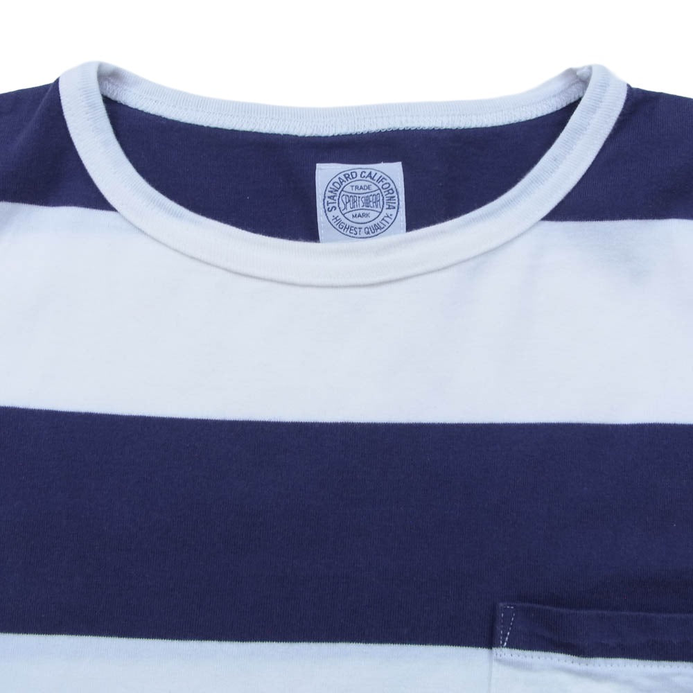 STANDARD CALIFORNIA スタンダードカリフォルニア ポケット付き クルーネック ボーダー 半袖 Tシャツ ホワイト系 ネイビー系 M【中古】
