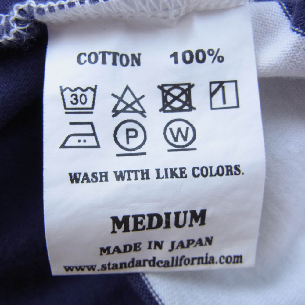 STANDARD CALIFORNIA スタンダードカリフォルニア ポケット付き クルーネック ボーダー 半袖 Tシャツ ホワイト系 ネイビー系 M【中古】
